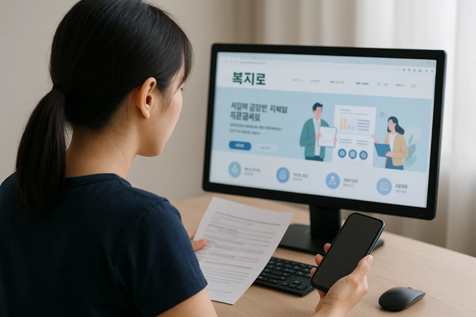 복지로 통신비 감면 신청화면