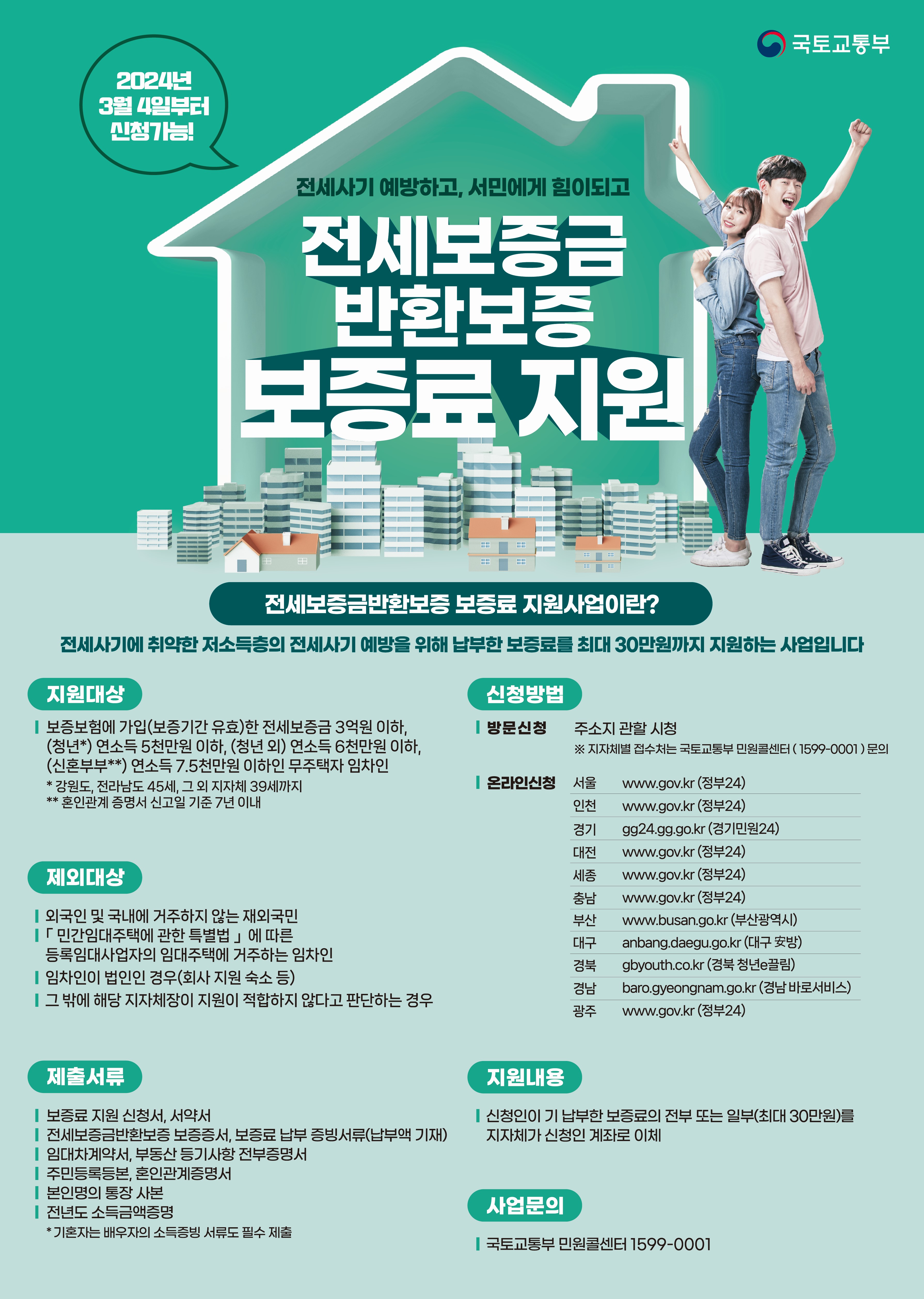 전세보증금 반환보증 보증료 지원사업 지원대상과 신청방법 안내