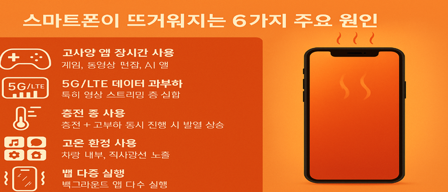 스마트폰이 뜨거워지는 6가지 주요 원인