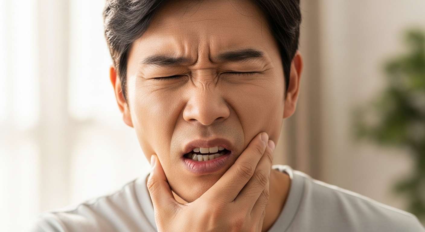 이빨이 시려운 남성 이미지