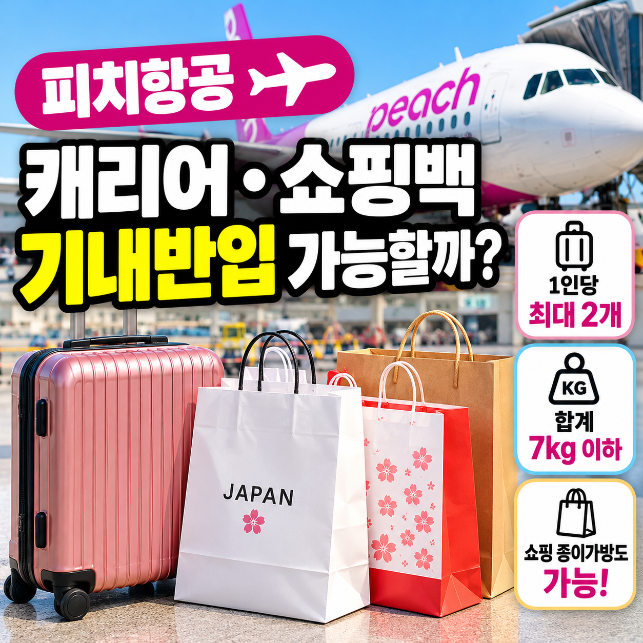 피치항공 캐리어&middot;쇼핑백 기내 반입