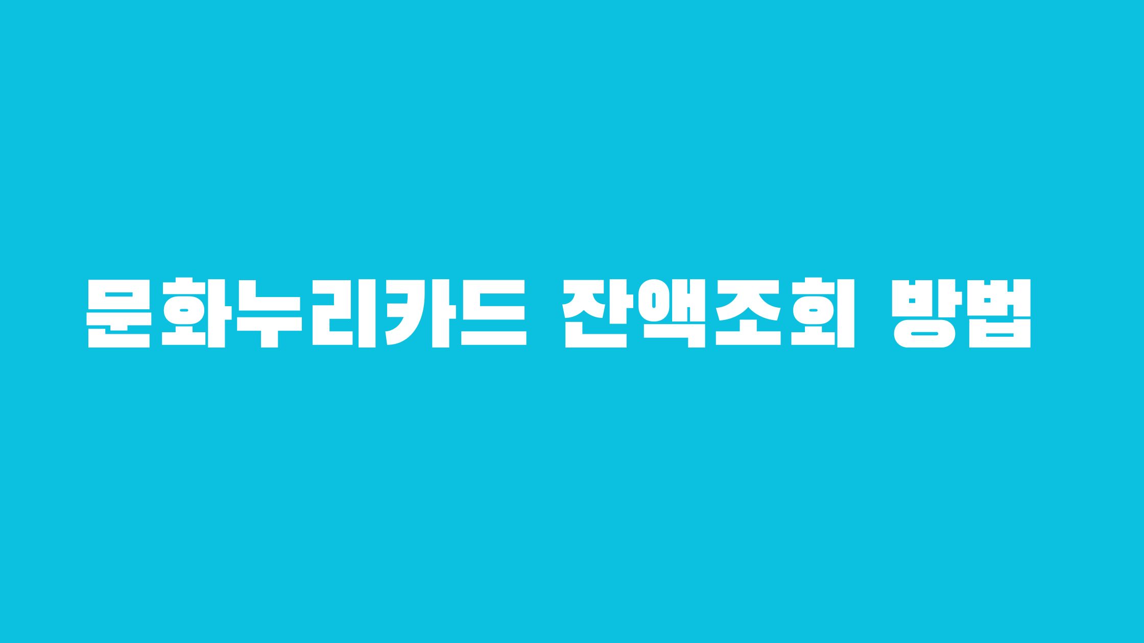 문화누리카드 잔액조회