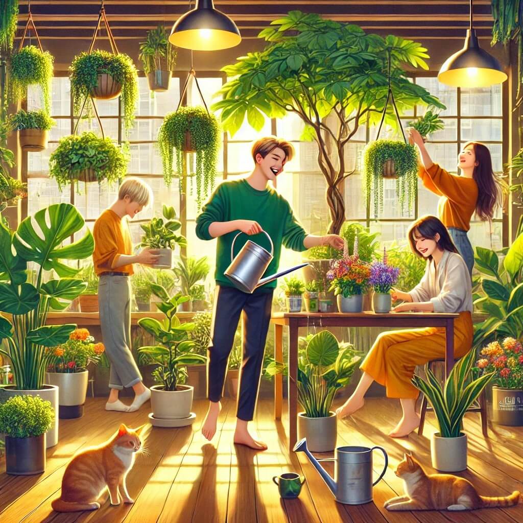 식물을 키우며 즐거워하는 MZ세대