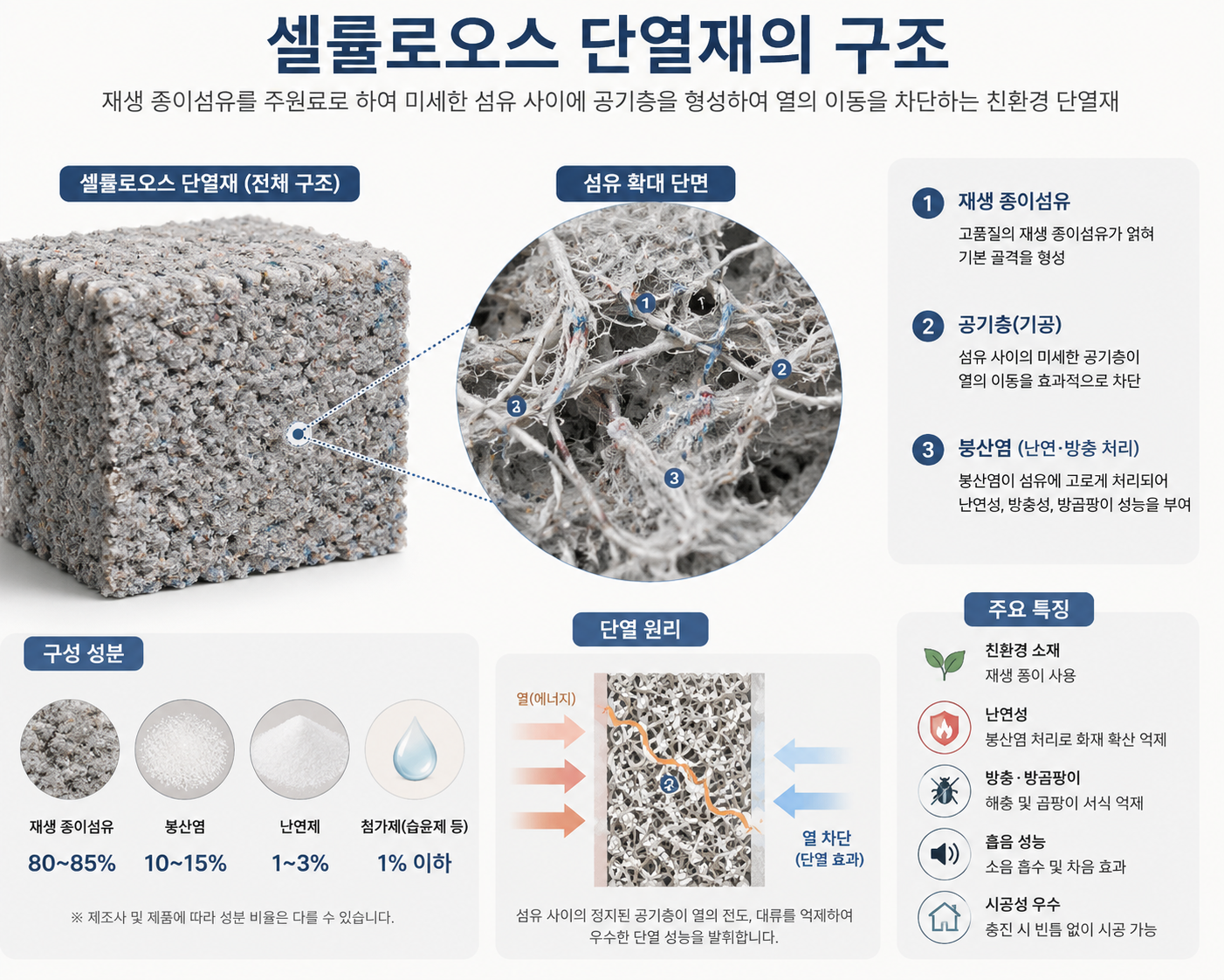 셀룰로오스 단열재의 구조