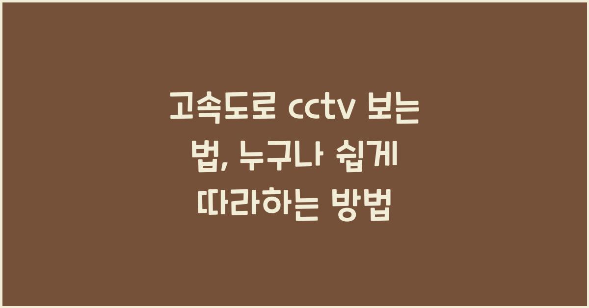 고속도로 cctv 보는 법