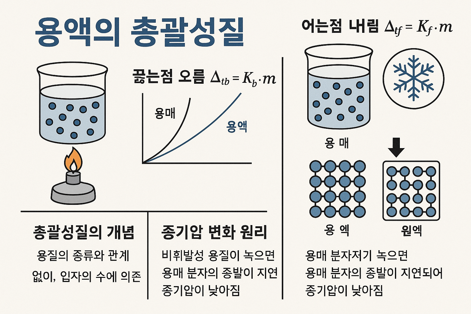용액의 총괄성질이 끓는점 오름과 어는점 내림 현상에 미치는 과학적 원리 분석