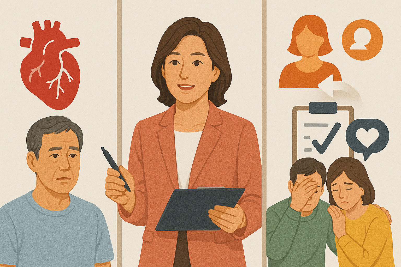 중년 건강 세미나 인기 주제 (심혈관, 갱년기, 정신건강)