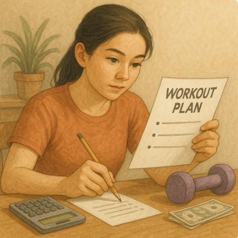 낮은 비용으로 다이어트 계획하는 사람