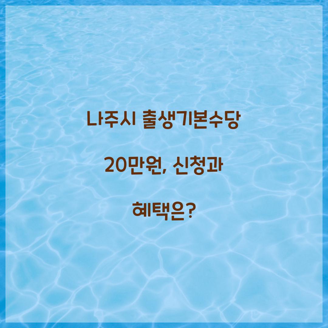 나주시 출생기본수당 20만원