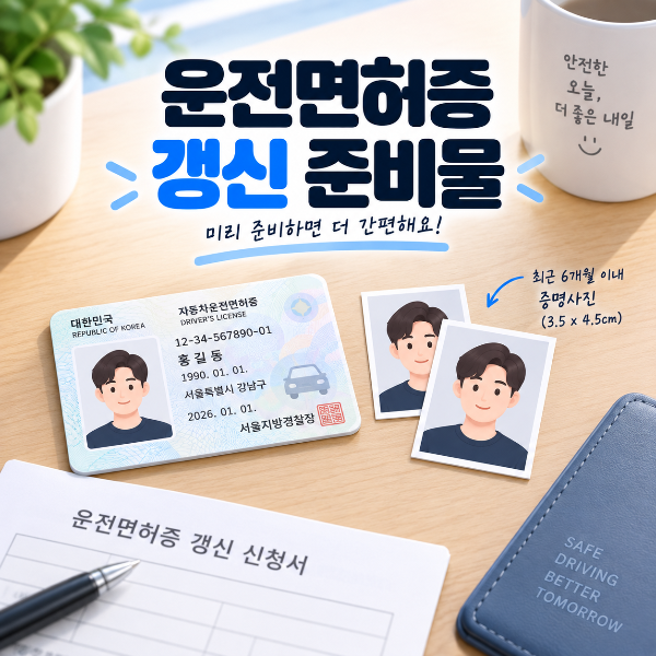 운전면허증 갱신 준비물과 증명사진 안내 이미지