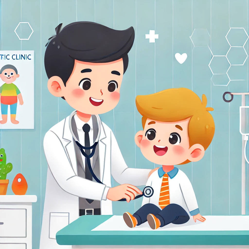 병원에서 아이가 진료 받는 모습