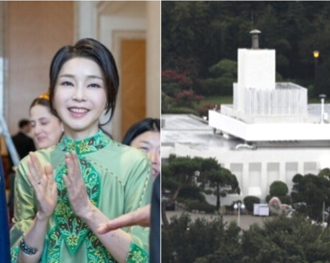 서울 한남동 대통령 관저와 김건희 여사(출처 : 한계레신문)