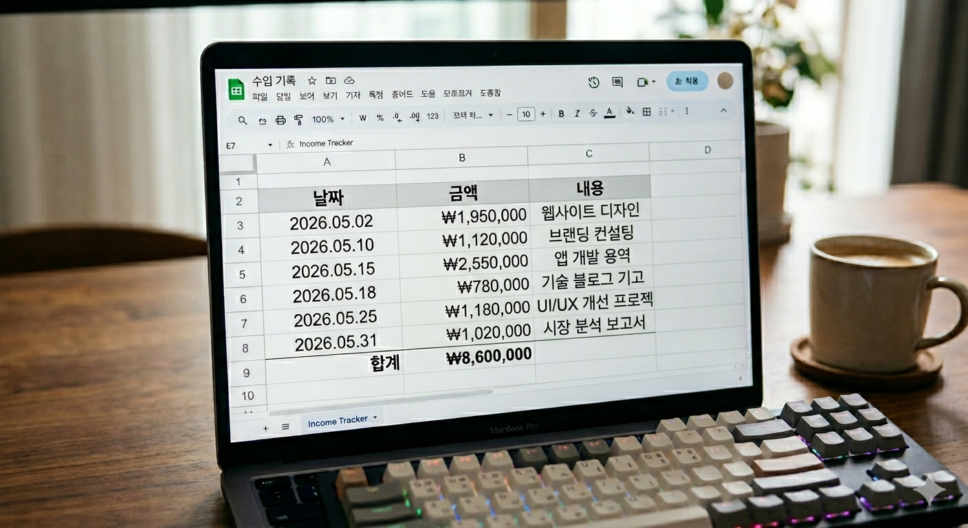 AI로 생성한 수입 기록 예시 이미지