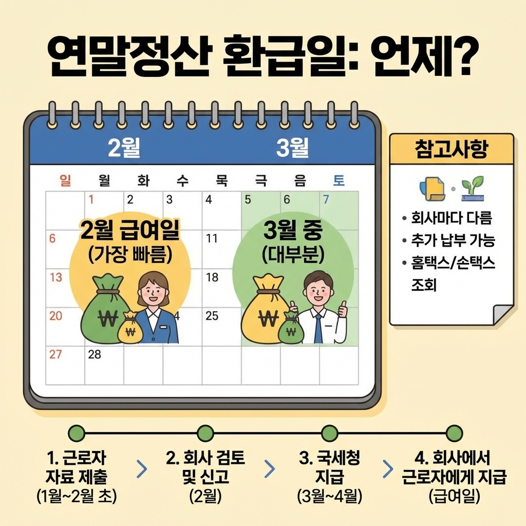 연말정산 환급일 언제일까 입금일 2월 3월