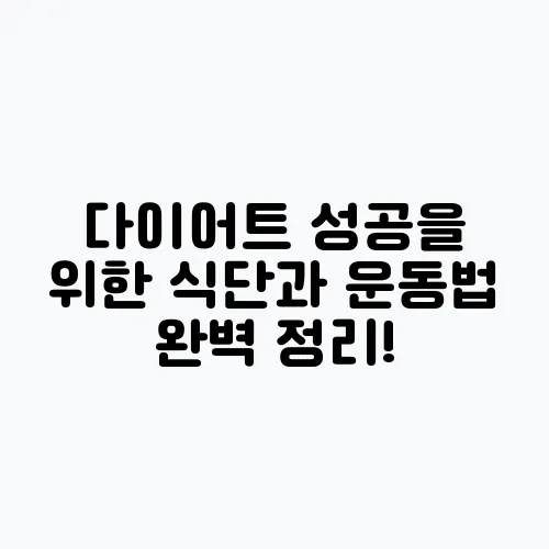 다이어트 성공을 위한 식단과 운동법 완벽 정리!