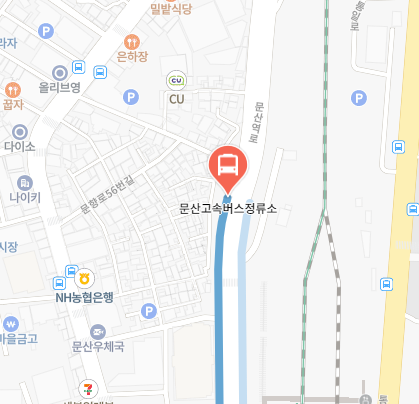 문산고속버스정류소에서 인천공항 리무진 공항버스(5600번) 지도 위치