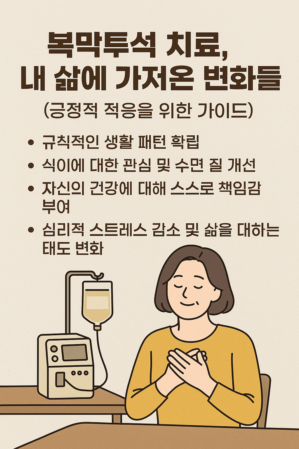 복막투석 치료, 내 삶에 가져온 변화들 (긍정적 적응을 위한 가이드)