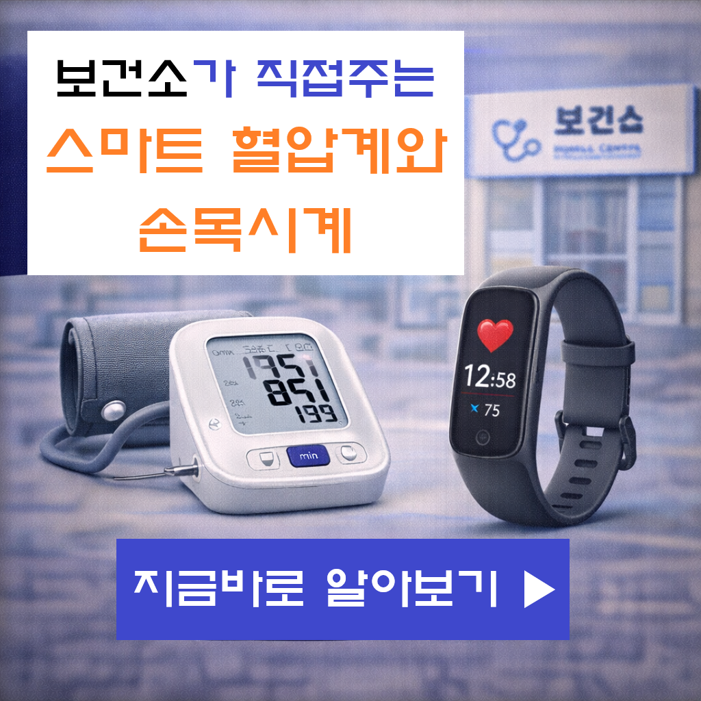 "비싼 건강기기 사지 마세요! 보건소가 직접 주는 스마트 혈압계와 손목시계 혜택"
