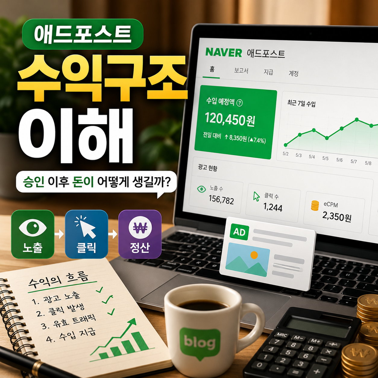 네이버 애드포스트 승인 이후 수익 구조, 현실 기준 5가지