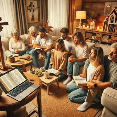 구역 예배 드리는 모습