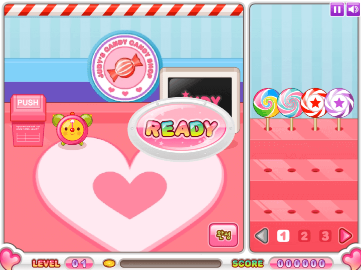 쥬디의-캔디-캔디-샵-플래시게임-시작-화면