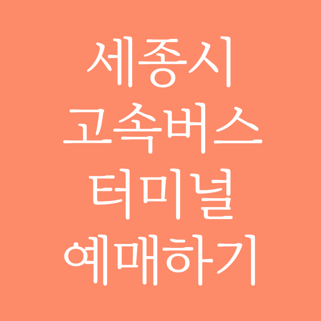세종시 실시간 고속버스터미널 시간표 조회 및 예매하기