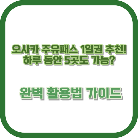 오사카 주유패스 1일권 추천! 하루 동안 5곳도 가능? 완벽 활용법 가이드