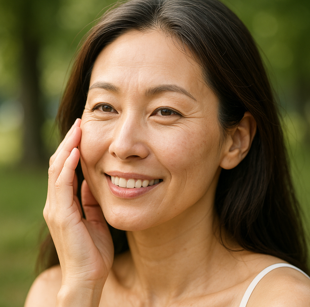 피부관리 하는 40대 여성사진