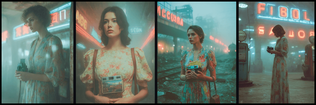 스타일 믹스, 레트로 미래적 세계관의 배경 피사체 설계 이미지