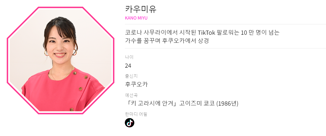 한일 가왕전 일본 TOP7 카노 미유