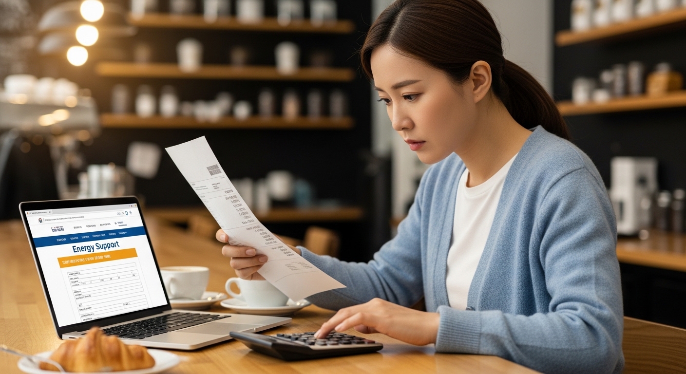 2026 소상공인 전기요금 지원 신청을 확인하는 자영업자 모습