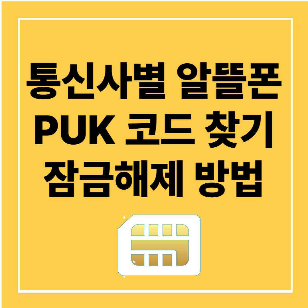 PUK 코드 잠금 해제법 (통신사별 알뜰폰 완벽 정리)