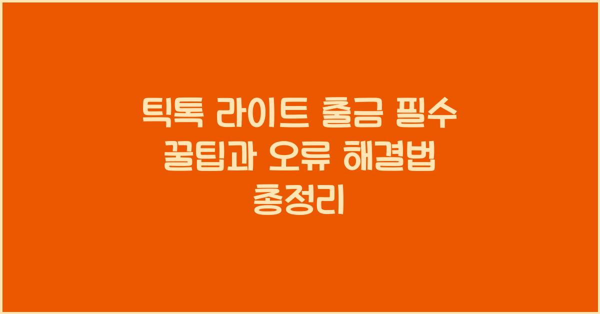 틱톡 라이트 출금