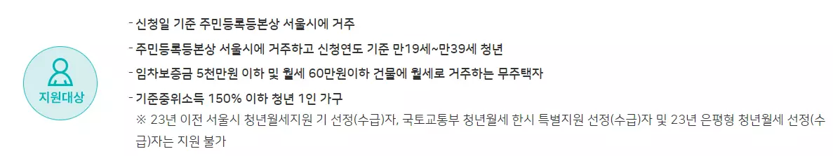 서울청년월세지원대상