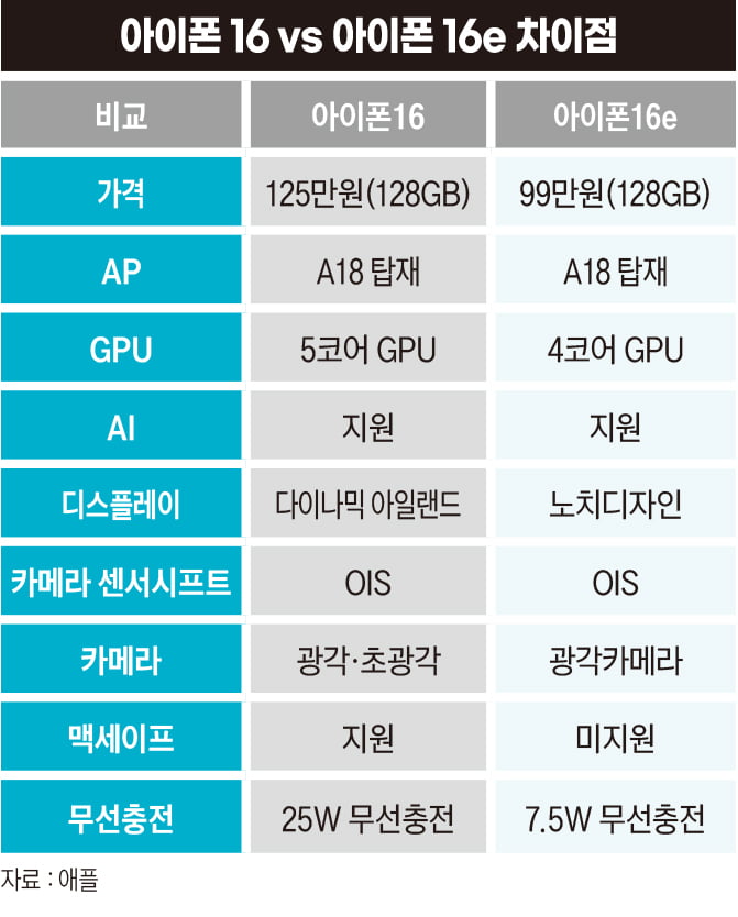 아이폰 16e 차이점