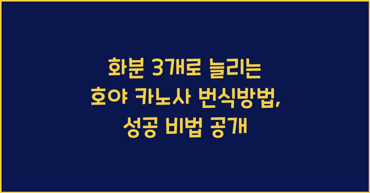 화분 3개로 늘리는 호야 카노사 번식방법