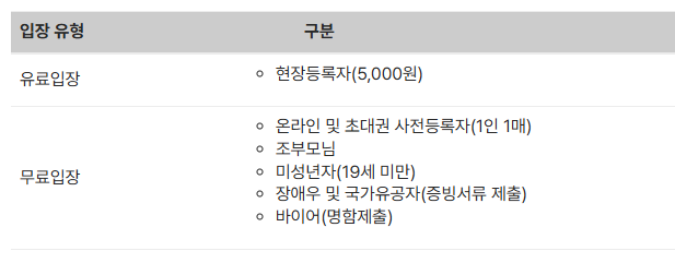 베이비페어 입장료