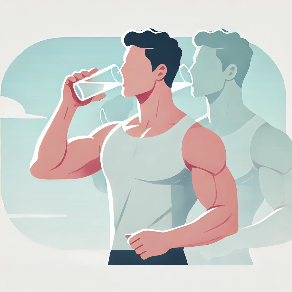 물을 마셔 담도암 예방하는 남성 이미지