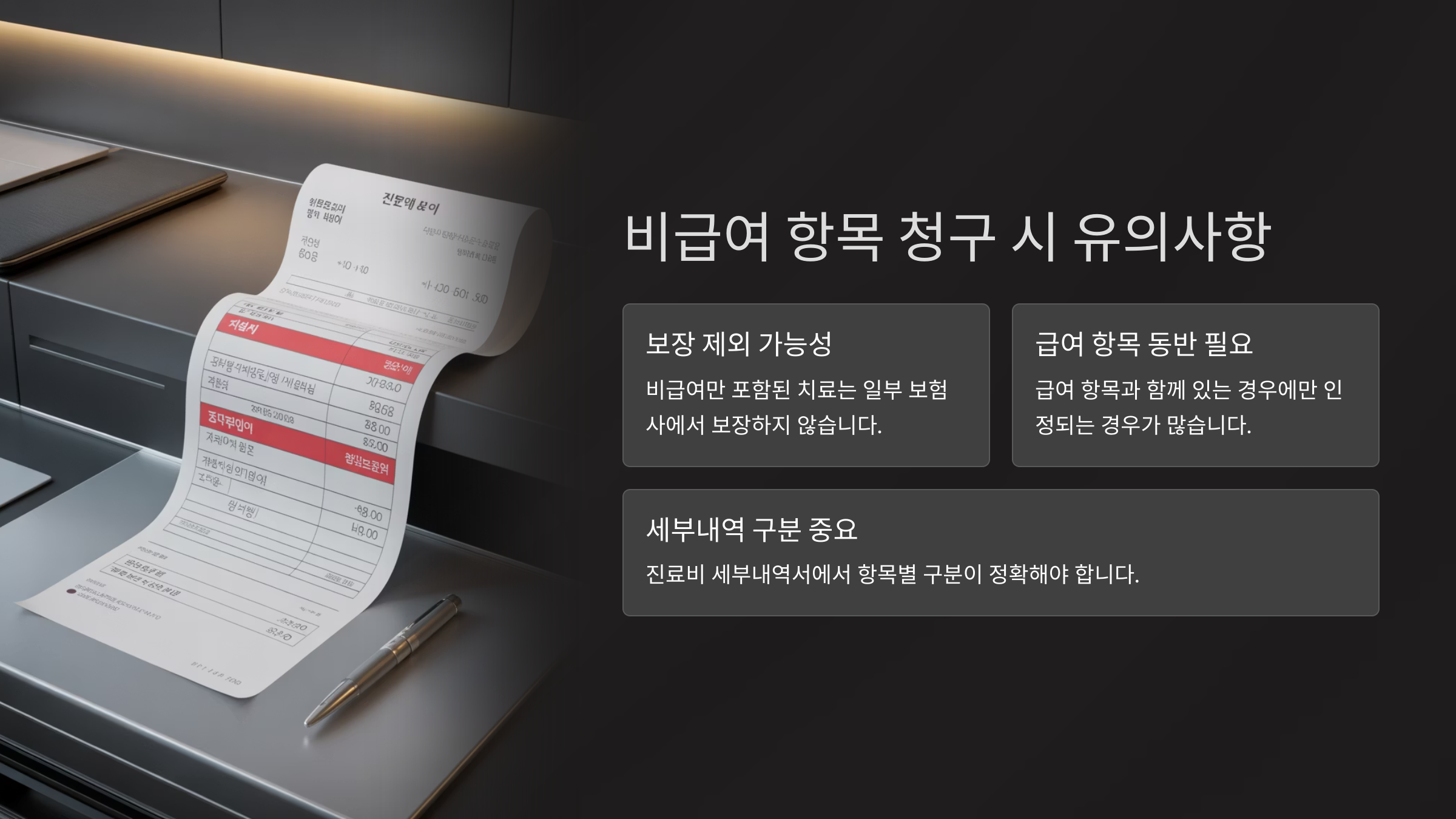 비급여 항목 청구 시 유의사항