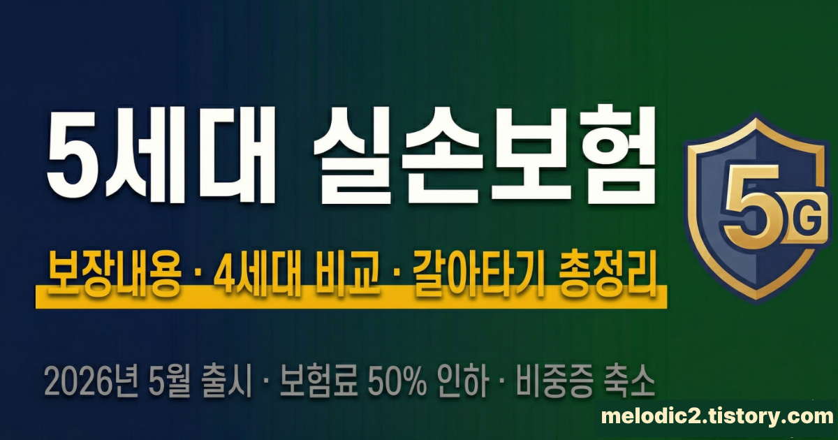 2026 5세대 실손보험 완벽 가이드 - 출시일·4세대 비교·보험료 50% 인하·갈아타기 총정리