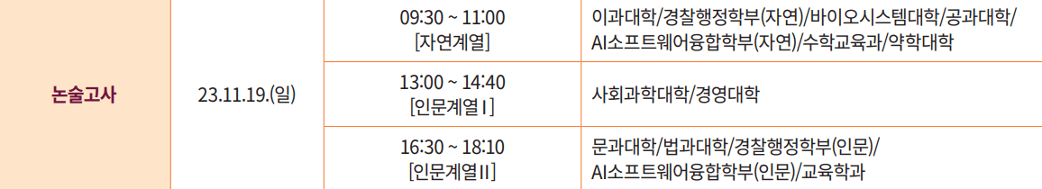 동국대 논술 일정표