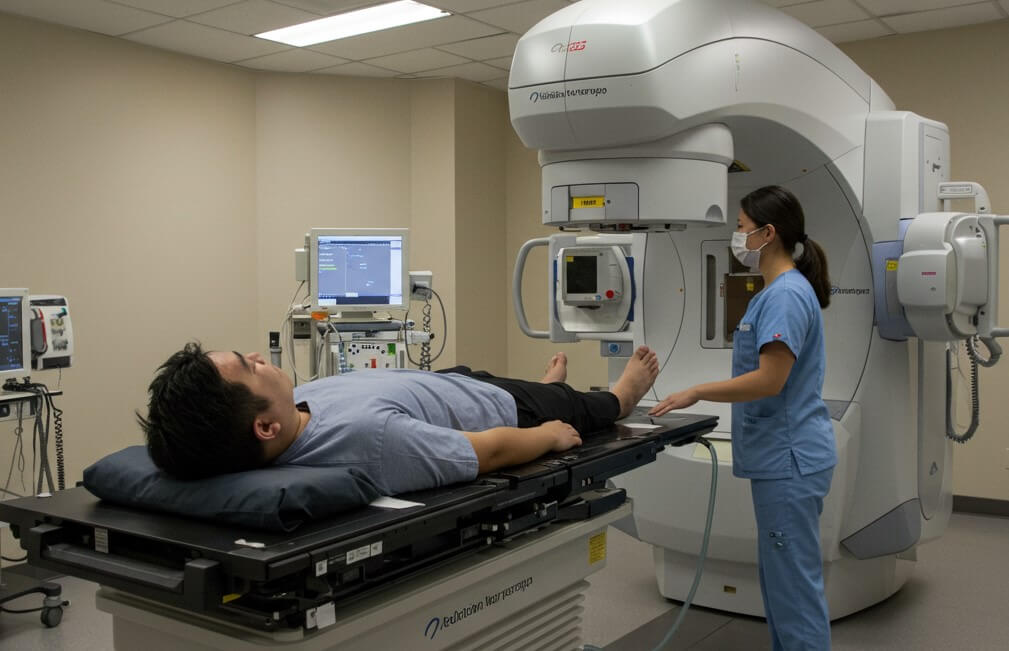 방사선장비, 침대, 환자, 여자