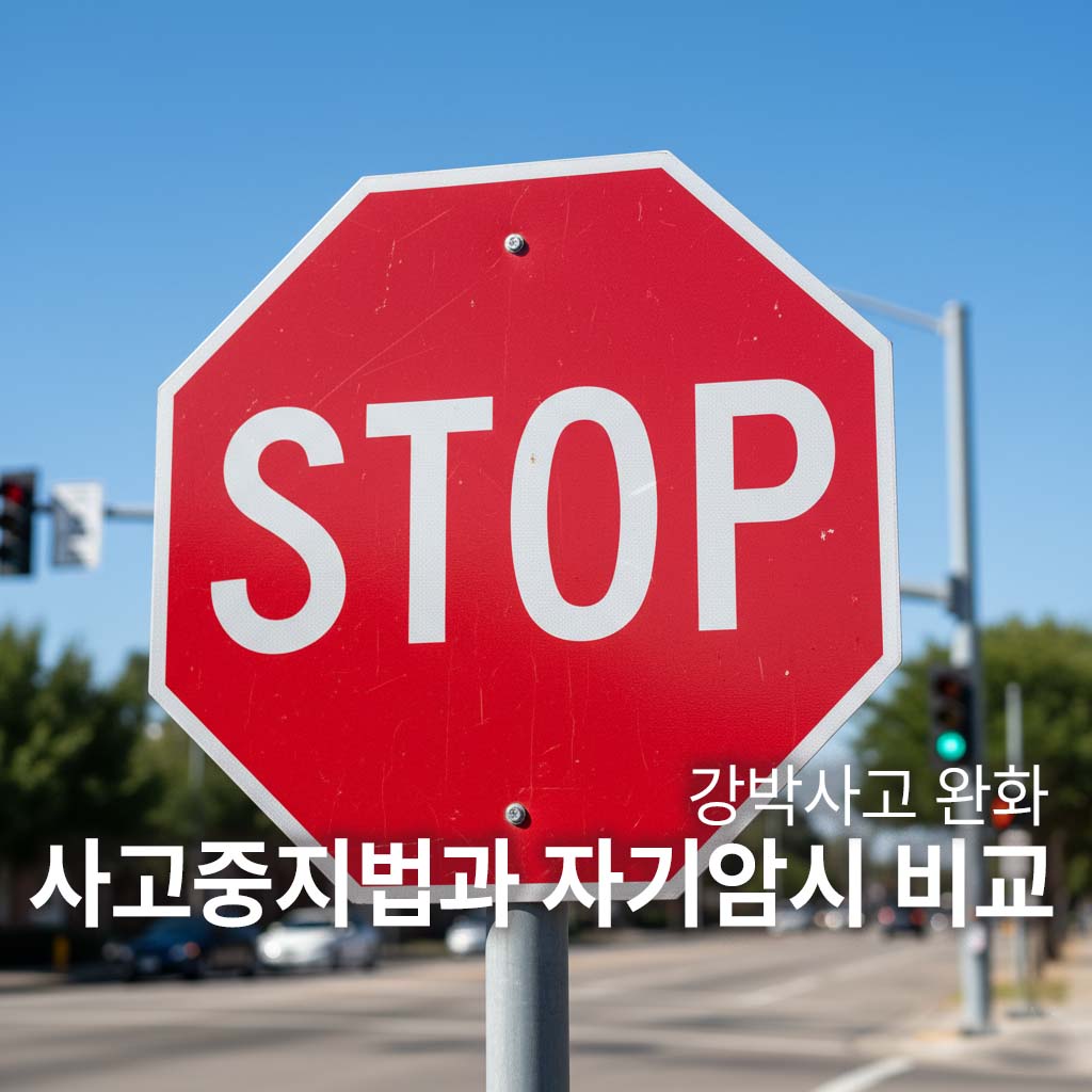 사고중지를 형상화 한 빨간 스탑 사인