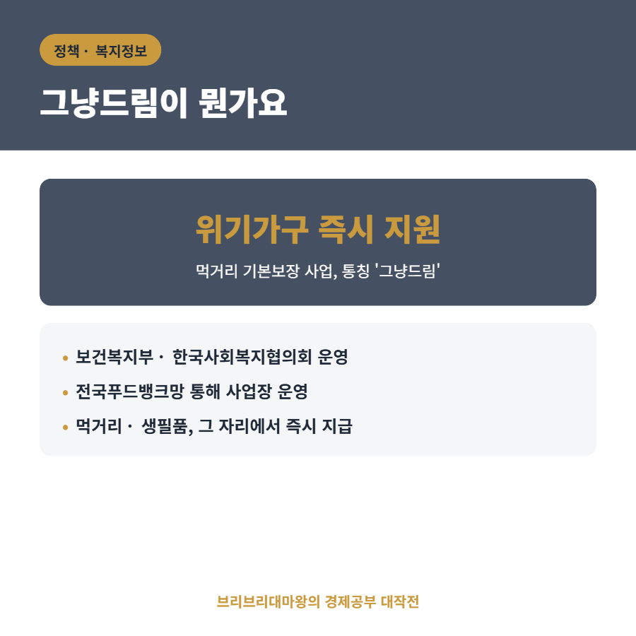 그냥드림이 뭔가요? 생계 위기 가구 지원 제도, 신청 방법