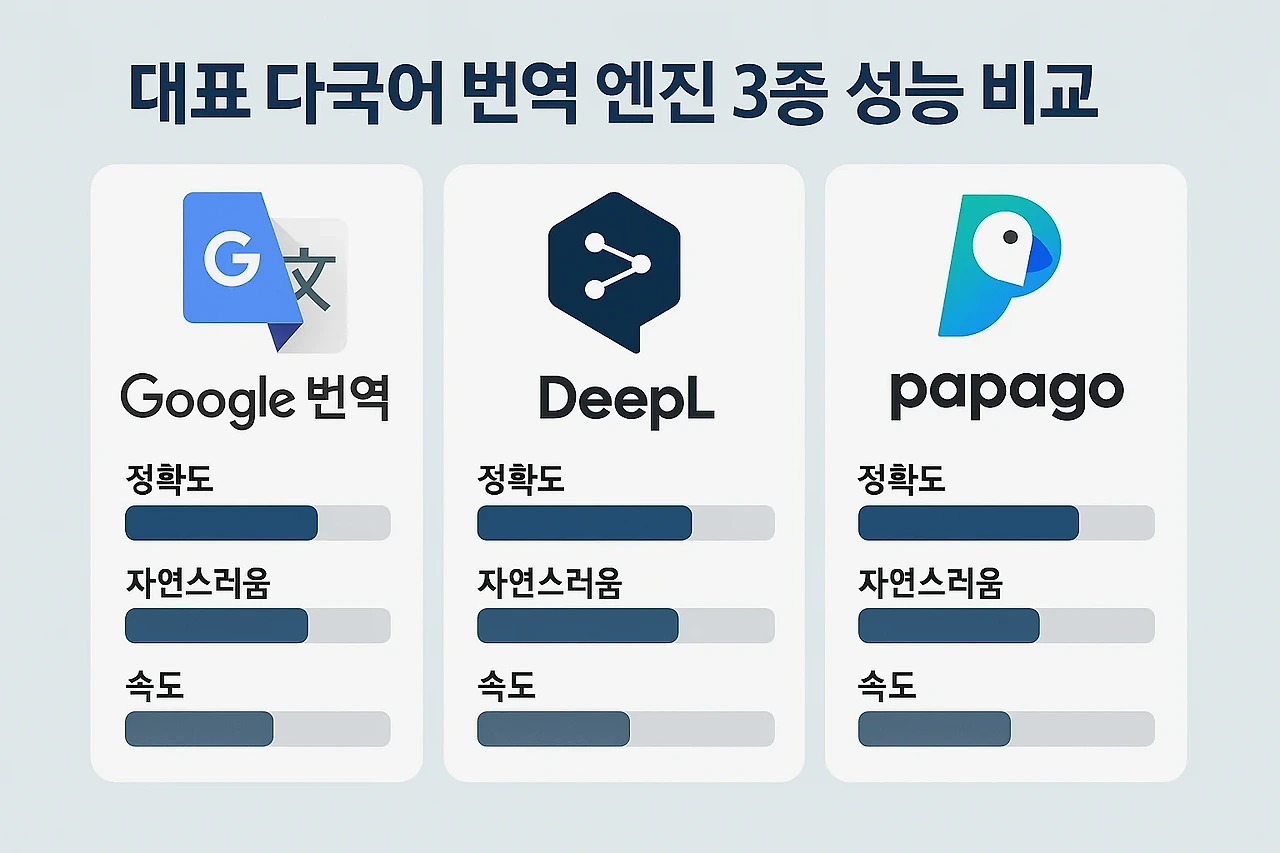 대표 다국어 번역 엔진 3종 성능 비교 관련 이미지