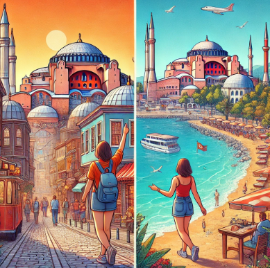 이스탄불, 안탈리아를 혼자 여행하는 비교 사진