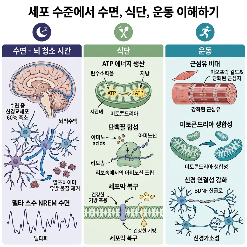 글림파틱 시스템·미토콘드리아·혈당 관리로 이해하는 건강 3축의 작동 원리