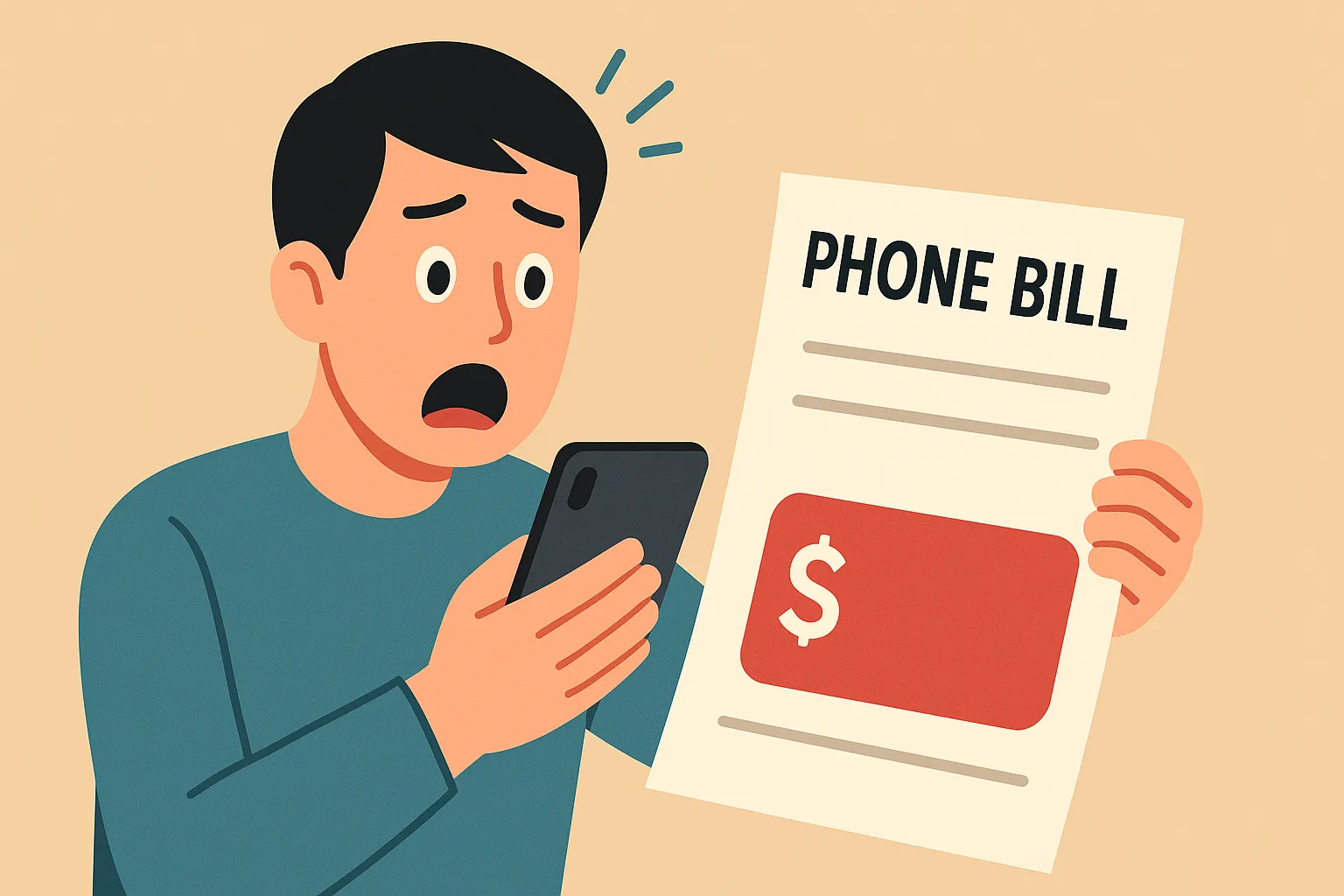 과다 요금 청구에 놀라는 모습