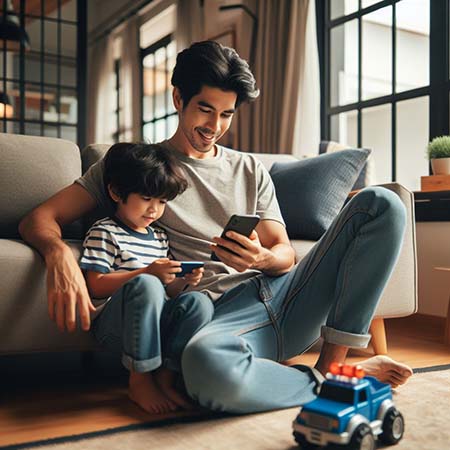 모바일-보는-아빠와-아들