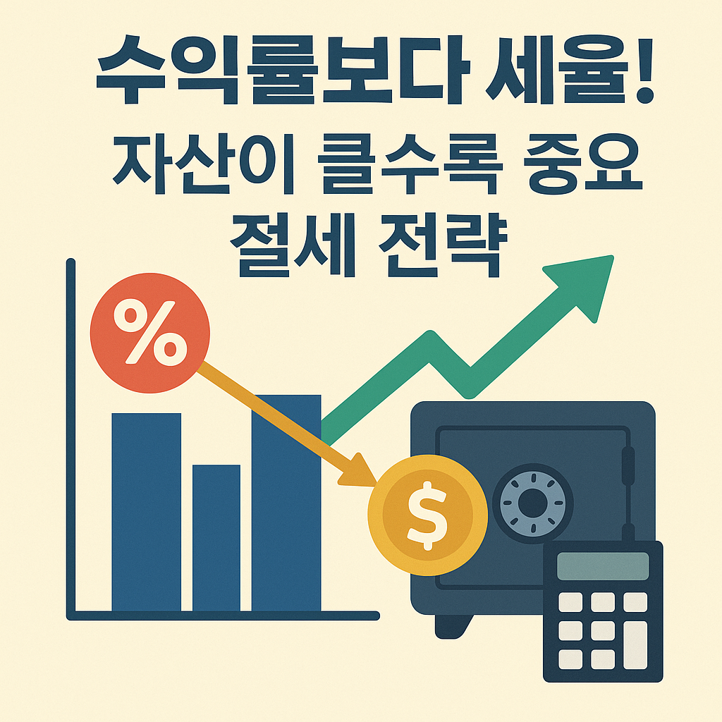 자산이 성장하며 절세 그래프가 함께 오르는 일러스트
세금과 수익률을 비교하는 계산기와 노트북을 들여다보는 직장인의 모습